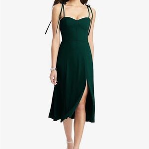Dessy Collection Vivian Diamond Crepe Midi Bustier Dress Sz 2 Evergreen